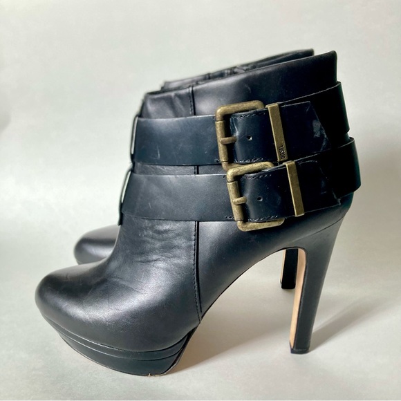 Diesel Melrose Sydney Double Buckle Leather Booties Platform Heel Boots 41 / 10 - Picture 6 of 11